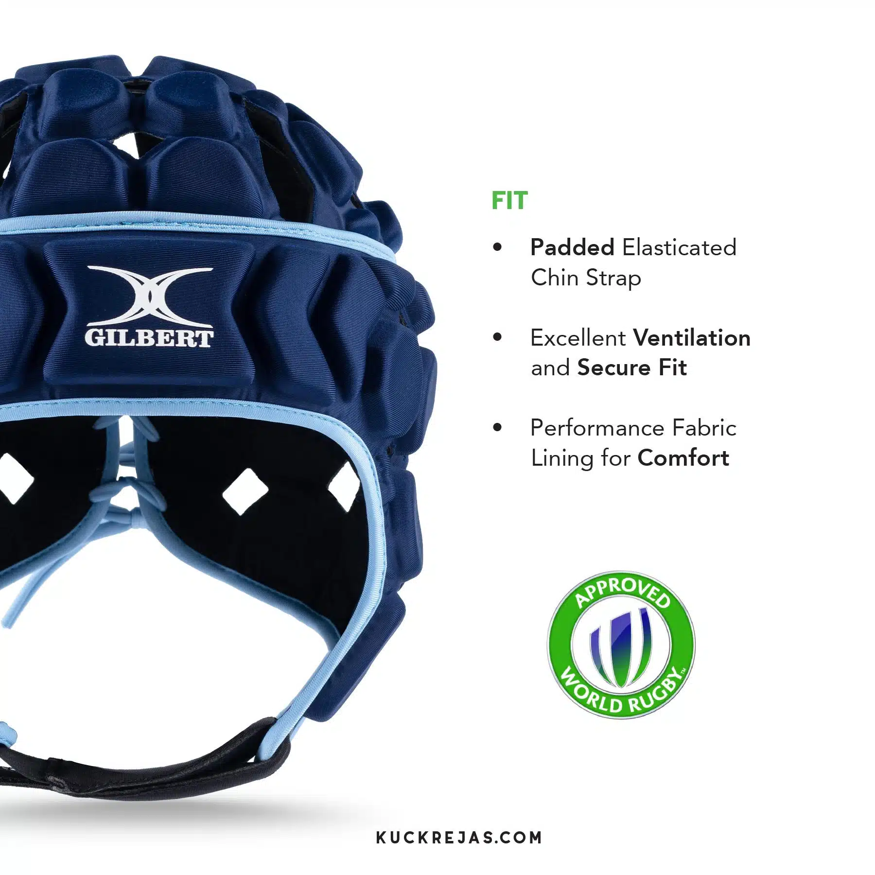 Gilbert Octane Headguard – Navy/Sky - Image 3